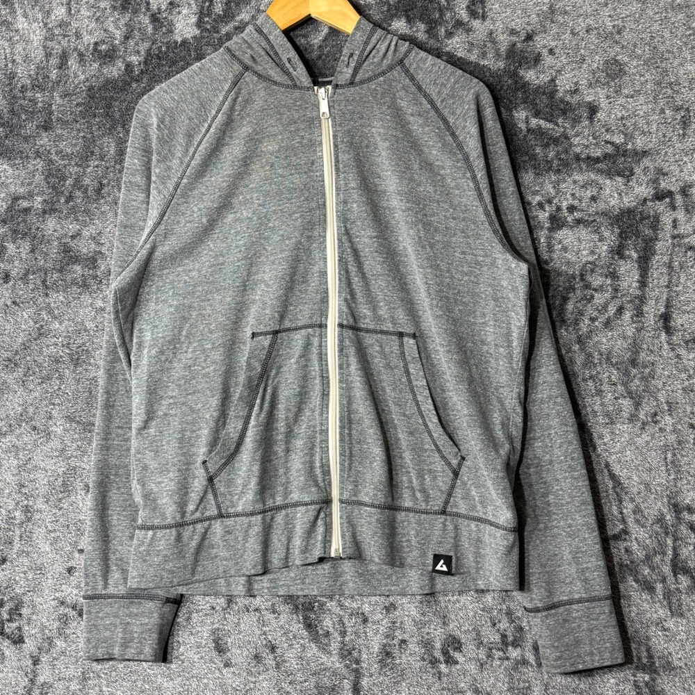 American Giant Lightweight Full Zip Hoodie Mens Large Heather Gray USA Made